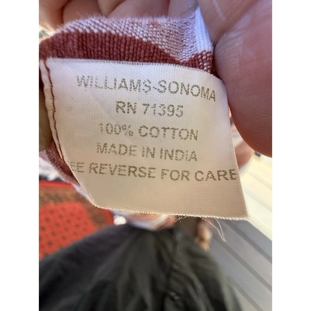 VTG Williams-Sonoma Tablecloth Rust Terracotta White Gingham Check 68x78 Cotton